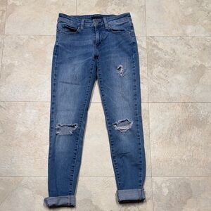 Uniqlo Women's Distressed Skinny Jeans - Blue